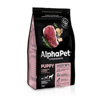 Корм сухой для щенков до 6 месяцев и беременных собак крупных пород с говядиной и рубцом Superpremium AlphaPet 3кг миниатюра фото №3