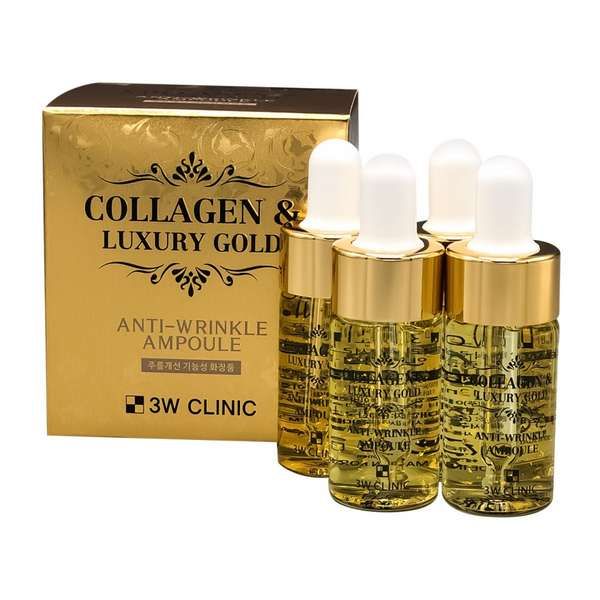 Сыворотка с золотом и коллагеном Collagen  luxury gold anti wrinkle ampoule 3W Clinic 52мл