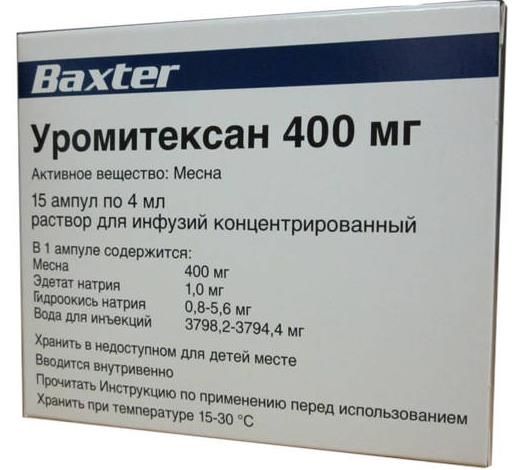 Уромитексан р-р д/инф. 400мг амп. 4мл 15шт Baxter Oncology GmbH 1610232 Уромитексан р-р д/инф. 400мг амп. 4мл 15шт - фото 1