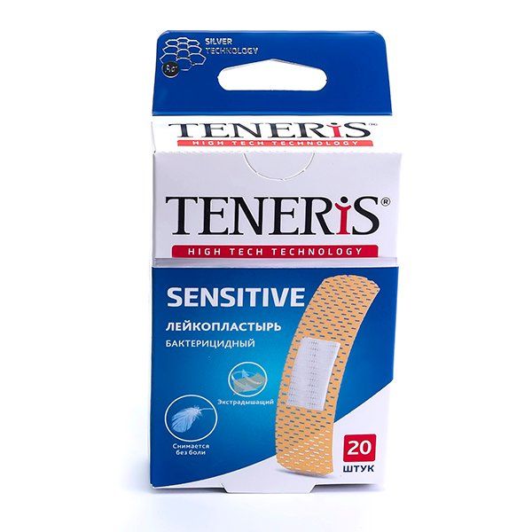 Пластырь бактерицидный на нетканой основе Sensitive Teneris/Тенерис 7,6см х 1,9см 20 шт. пластырь бактерицидный на нетканой основе sensitive teneris тенерис 7 6см х 1 9см 20 шт