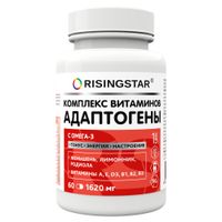 Комплекс витаминов и адаптогенов с Омега-3 Risingstar капсулы 1620мг 60шт миниатюра