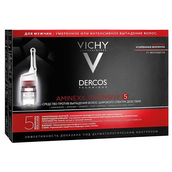 Средство против выпадения волос для мужчин Dercos Aminexil Intensive 5 Vichy/Виши 6мл 21шт фото №7