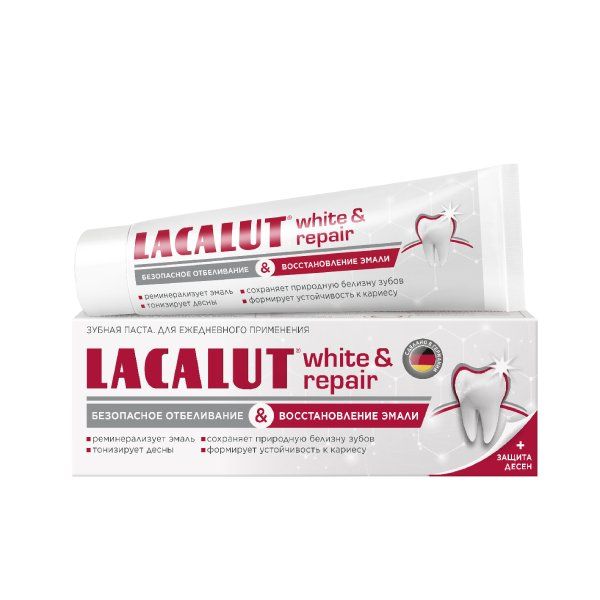 Купить Паста зубная Lacalut/Лакалют Безопасное отбеливание и восстановление эмали White&Repair 65г, Dr.Theiss Naturwaren GmbH, Германия