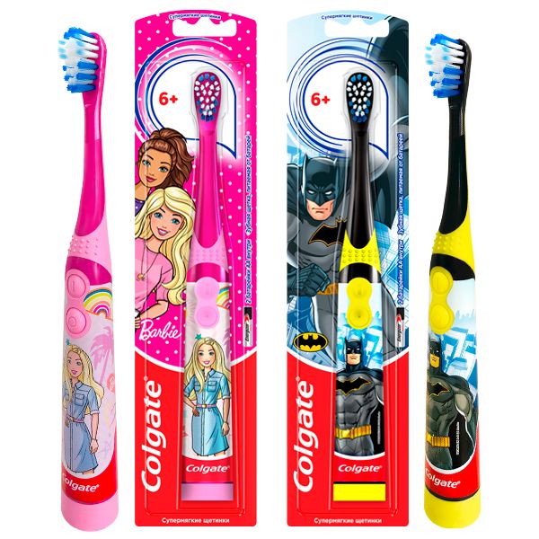 Щетка зубная электрическая детская в ассортименте Sponge Bob, Barbie, Spiderman Colgate/Колгейт (FCN10038)