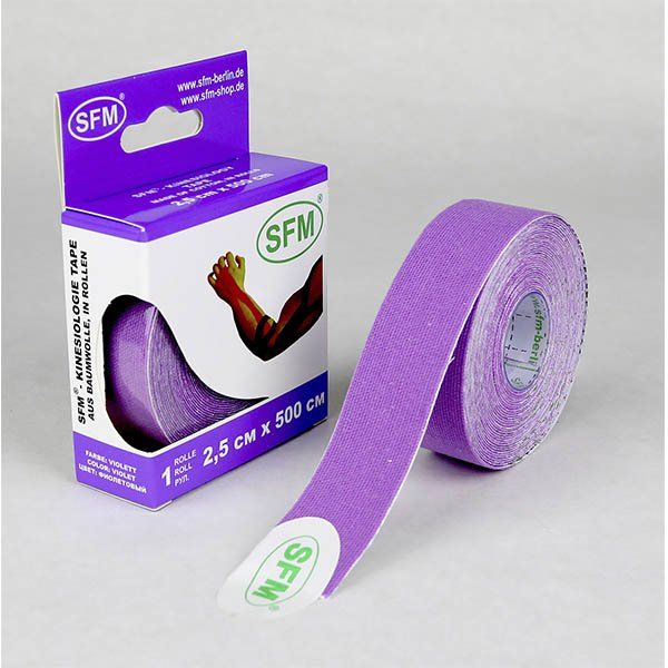 Лента (тейп) кинезиологическая SFM-plaster на хлопковой основе в рулоне 2,5см х 500см цвет фиолетовый №1