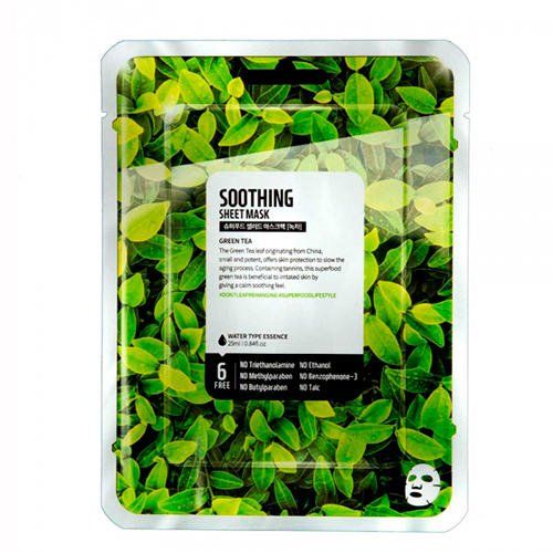 Маска тканевая зеленый чай - успокаивающий эффект superfood salad for skin FARMSKIN Inc 1395820 - фото 1