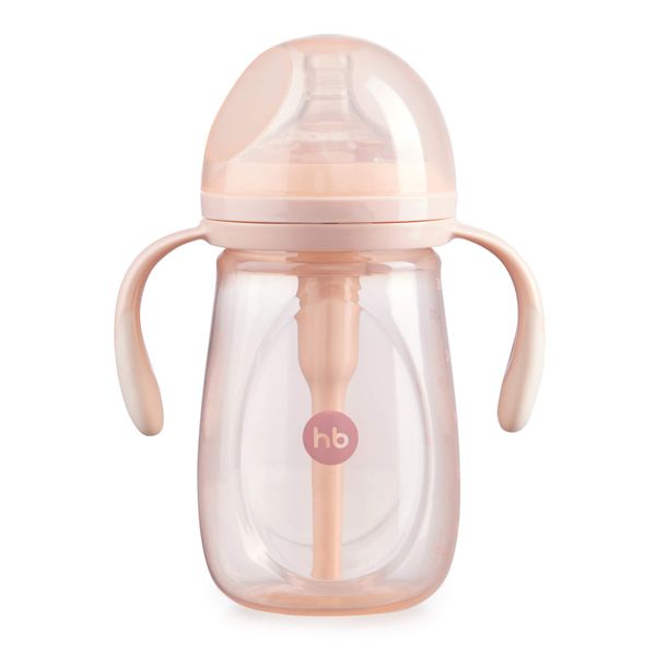 Бутылочка антиколиковая с ручками и силиконовой соской розовый Happy Baby/Хэппи Беби 300мл фото №2