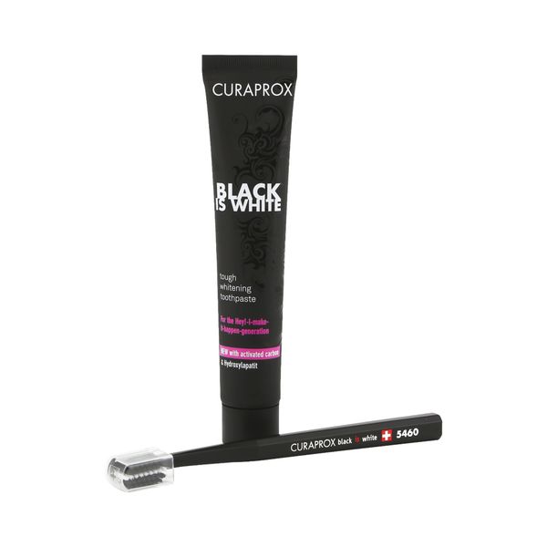 Набор Curaprox/Курапрокс: Паста зубная Black is white 90мл+Щетка зубная ультра мягкая черная CS-5460 фото №2