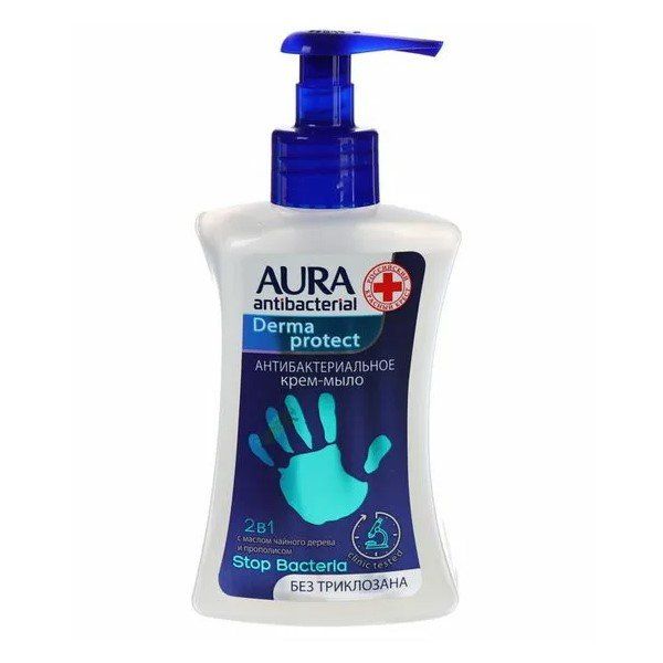 Гель для рук антибактериальный derma protect флакон/дозатор aura 250мл