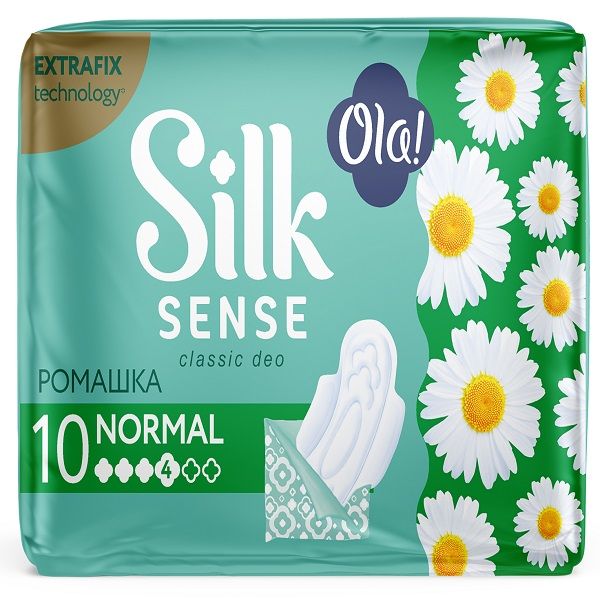 цена Прокладки женские гигиенические аромат ромашка Silk Sense Classic wings Normal в инд. Ola! 10шт