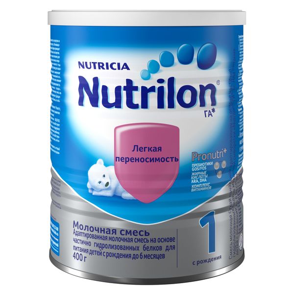 Смесь сухая на основе частично гидролизованных белков молочной сыворотки 0-6 мес. ГА 1 Nutrilon/Нутрилон банка 400г смесь сухая с пребиотиками детская пепти аллергия нутрилон nutrilon 400г