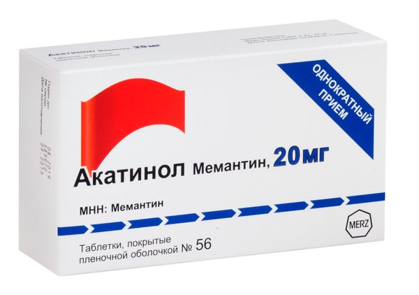 Акатинол мемантин таблетки п.п.о. 20мг 56 шт. Merz Pharma GmbH & Co.KGaA 573546 - фото 1
