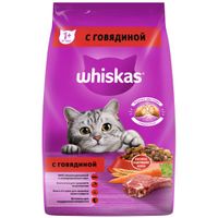Корм сухой полнорационный для взрослых кошек вкусные подушечки с нежным паштетом с говядиной Whiskas 1,9кг