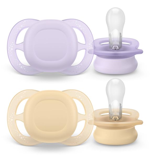 Соска-пустышка силиконовая ортодонтическая с щитком-нагубником с футляром 0-2 мес Ultra Start Philips Avent 2шт SCF07501 773₽