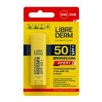 Стик солнцезащитный для губ и лица SPF50+ Sport Bronzeada Librederm/Либридерм 4,8г