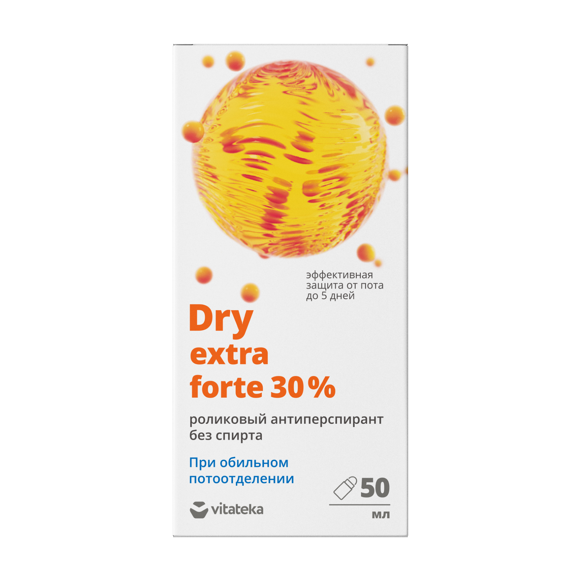 Ролик от потоотделения 30 % б/спирта Витатека Драй Экстра Форте/Vitateka  Dry Extra Forte 50 мл купить в Москве, честные отзывы покупателей и  фармацевтов, срочная доставка