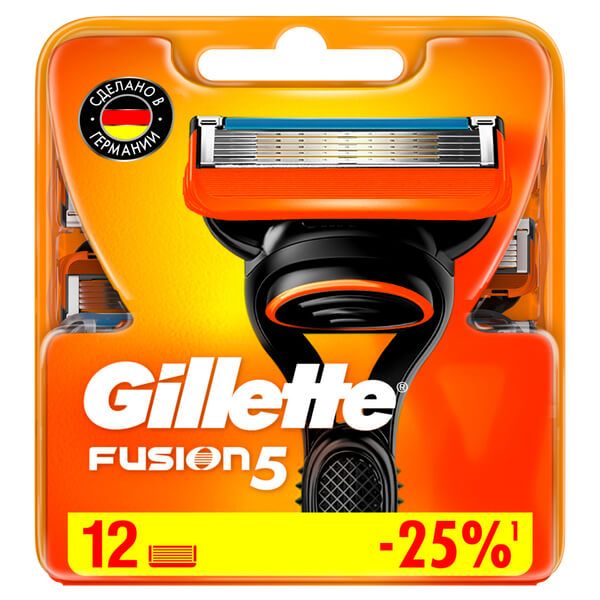 Кассеты Gillette (Жиллетт) сменные для безопасных бритв Fusion, 12 шт. фото №2