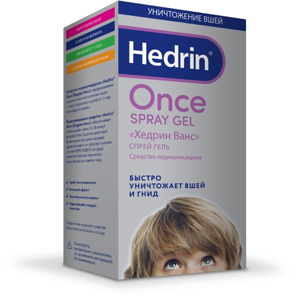 Спрей-гель средство педикулицидное Once Hedrin/Хедрин фл. 60мл алерана спрей наруж 5% фл 60мл 3