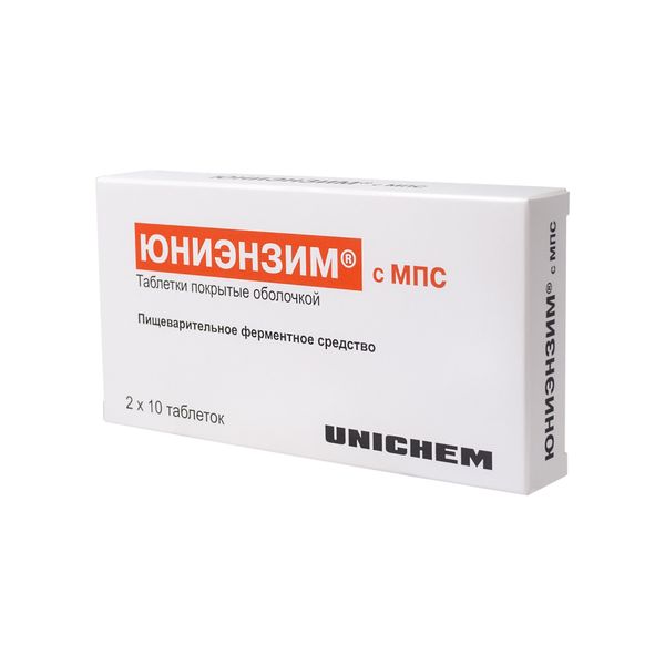 Юниэнзим с МПС таблетки п.п.о. 20 шт. Unichem Laboratories Ltd 572497 - фото 1