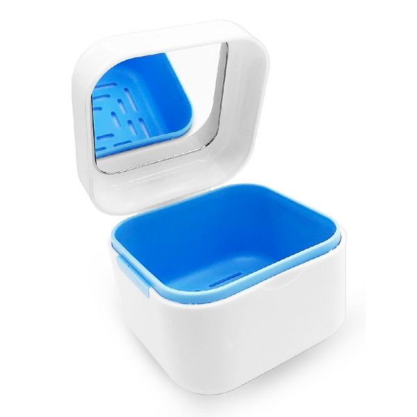 Контейнер для хранения протезов Dentalpik с зеркалом DP2 голубой фото №2