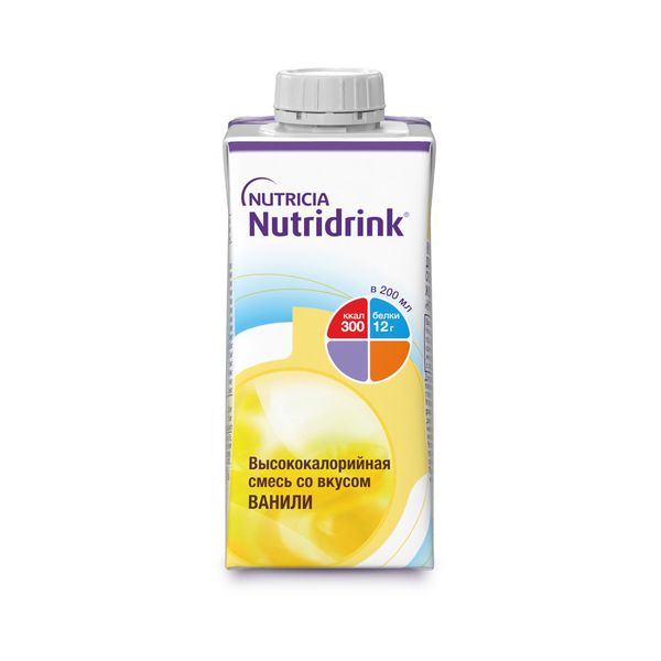 Смесь жидкая высококалорийная вкус ванили Nutridrink/Нутридринк 200мл смесь жидкая nutricia нутридринк compact protein кофе 125 мл 4 шт