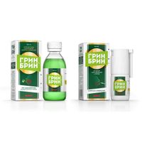 1X Грин Брин с мерным стаканчиком раствор для местного применения 1,5мг/мл 120мл + 1X Грин Брин спрей для местного прим. дозированный 0,255мг/доза 160доз 30мл