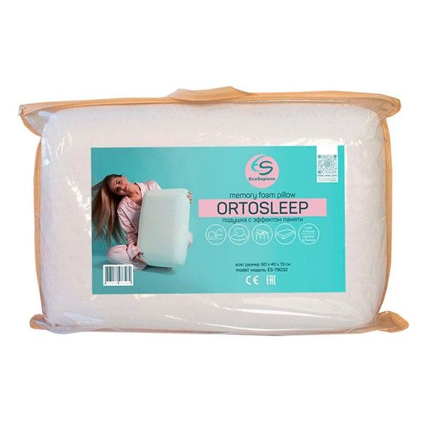 Подушка ортопедическая с эффектом памяти Ortosleep EcoSapiens 60х40х13см фото №3