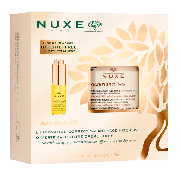 Набор для лица антивозрастной Nuxe/Нюкс: Крем восстанавливающий для сухой кожи Nuxuriance Gold 50мл+Сыворотка 10 Super Serum 5мл