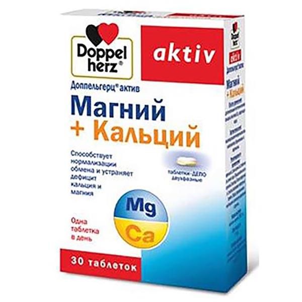 Купить Магний+Кальций Activ Doppelherz/Доппельгерц таблетки 1, 64г 30шт, Queisser Pharma, Германия