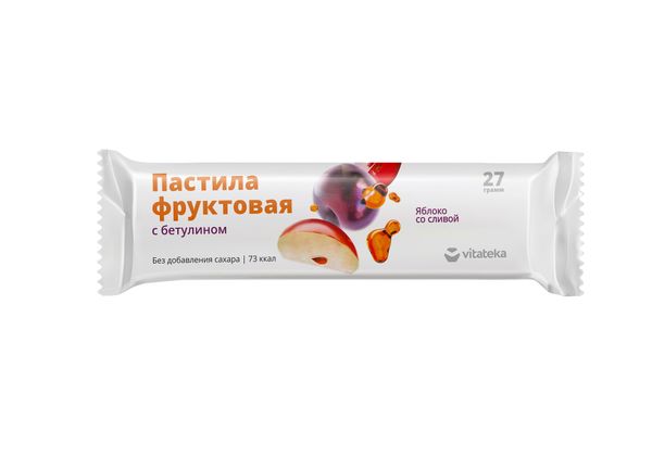Пастила Vitateka (Витатека) фруктовая с бетулином Яблоко со сливой 27 г ООО 