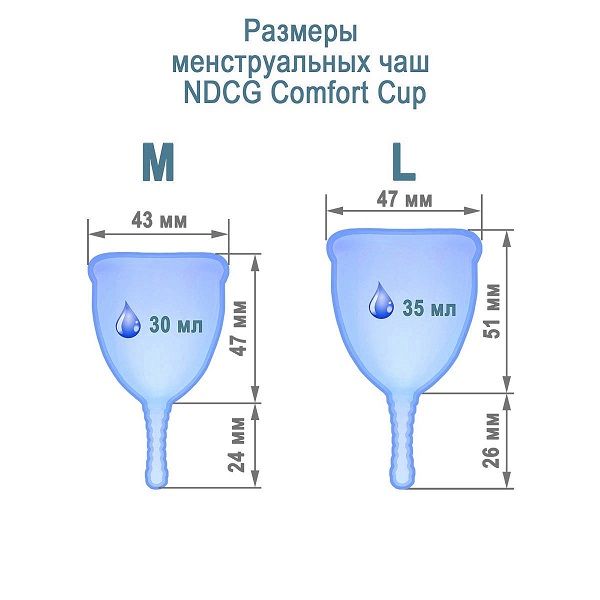 Набор менструальных чаш Comfort Cup L Blue + L Pink 2 шт NDCG фото №2