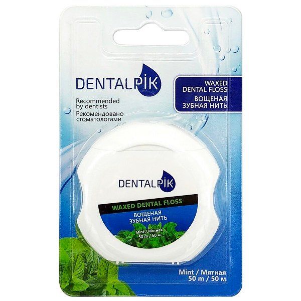 Нить зубная мятная Dentalpik Floss Mint Waxed вощеная 50 м NDCG LLC 1648688 - фото 1