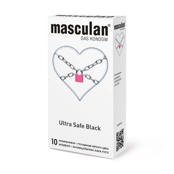 Презервативы утолщенные черного цвета Black Ultra Safe Masculan/Маскулан 10шт презервативы особо тонкие ultra fine masculan маскулан 10шт