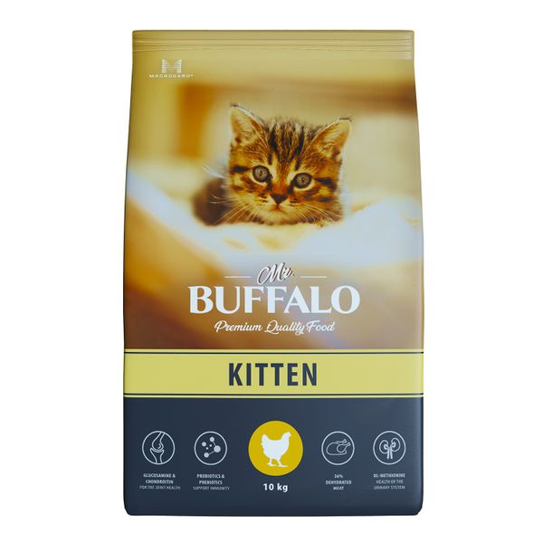 Корм сухой для котят курица Kitten Mr.Buffalo 10кг сухой корм для шиншилл зоомир мадам шинши 500 г 18 шт