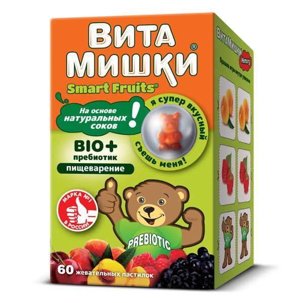 ВитаМишки Smart Fruits Bio+ пребиотик пастилки жевательные 60шт