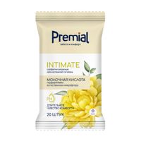 Салфетки влажные для интимной гигиены с молочной кислотой женские Premial/Премиал 20шт
