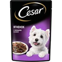 Корм влажный для взрослых собак с ягненком и овощами в соусе Cesar 85г миниатюра