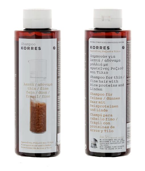 Шампунь для тонких ломких волос протеины риса и липа Korres/Коррес 250 мл фото №2