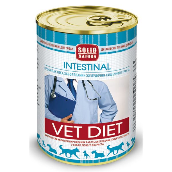 Корм влажный для собак диетический Intestinal VET Diet Solid Natura 340г консервы для собак родные корма мясное угощение перепелка 340г