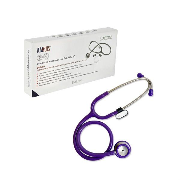 Стетоскоп терапевтический 04-АМ420 Deluxe фиолетовый Amrus Enterprises, Ltd