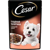 Корм влажный для взрослых собак с тушеной телятиной и овощами в желе Cesar 85г
