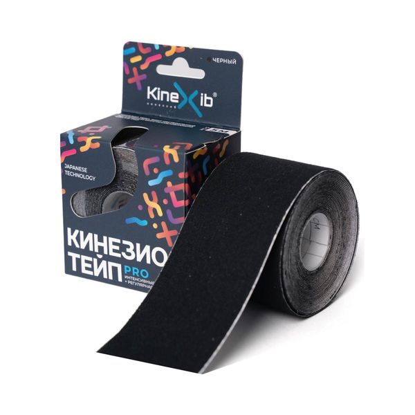Тейп кинезио адгезивный восстанавливающий Kinexib PRO черный, 5х500см spol кинезио тейп бежевый 5 см х 5 м spol tape