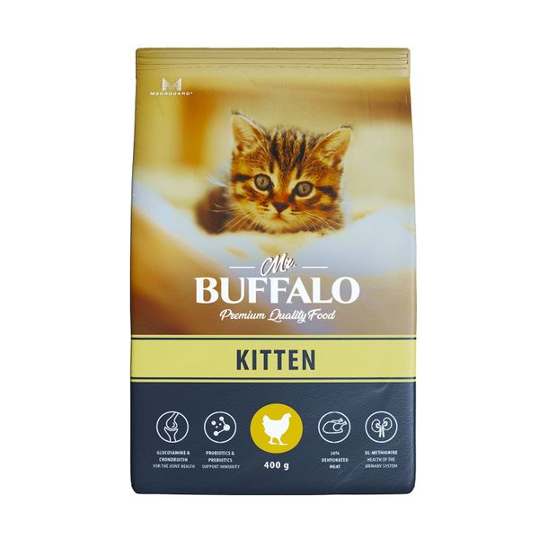 Корм сухой для котят курица Kitten Mr.Buffalo 400г консервы для собак mr buffalo adult говядина с рисом 400г