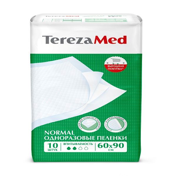Пеленки одноразовые медицинские впитывающие Normal TerezaMed 60x90 10шт фото №2