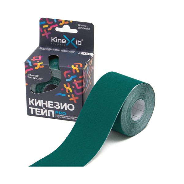 Тейп кинезио адгезивный восстанавливающий нестерильный темно-зеленый Pro Kinexib 5м х 5см экопласт кинезио тейп 5см 5м голубой