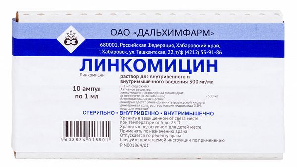 Линкомицин гидрохлорид раствор для ин. 30% 1мл 10 шт.
