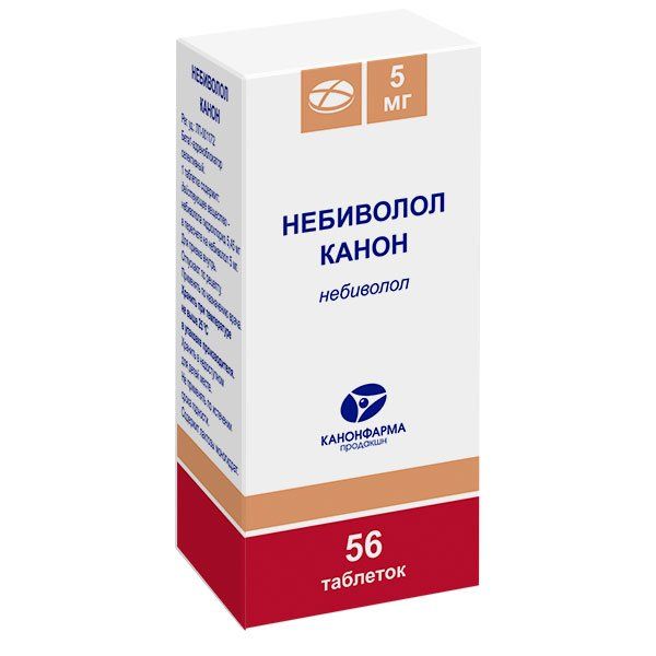 Небиволол Канон таблетки 5мг 56шт карведилол канон таблетки 12 5 мг 30 шт