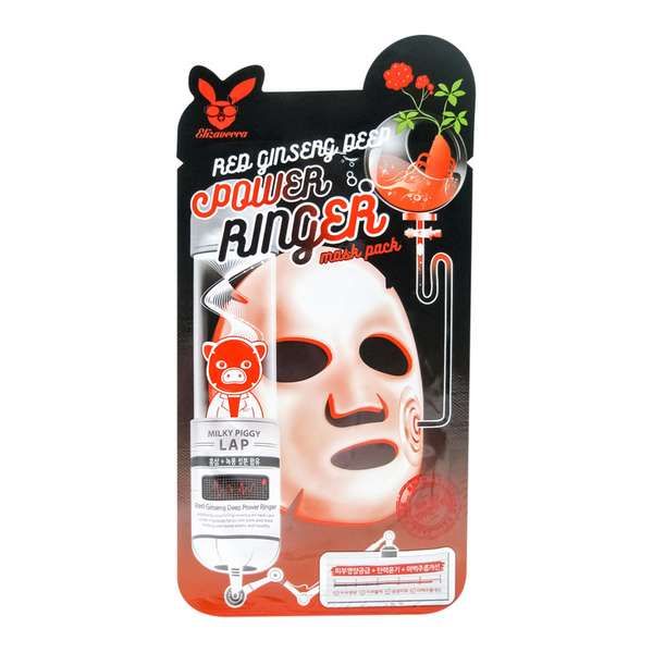 Маска для лица регенерирующая тканевая Power ringer mask pack red ginseng deep Elizavecca 23мл