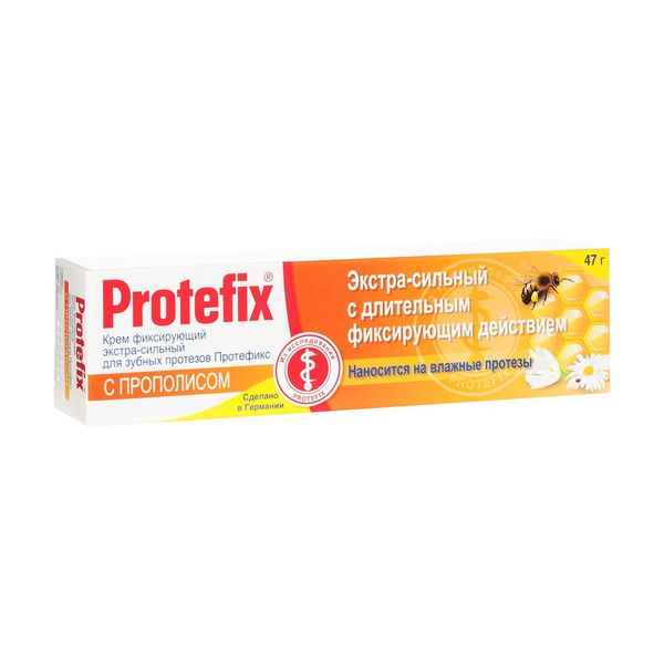 Крем для зубных протезов фиксирующий экстра-сильный с прополисом Protefix/Протефикс 40мл
