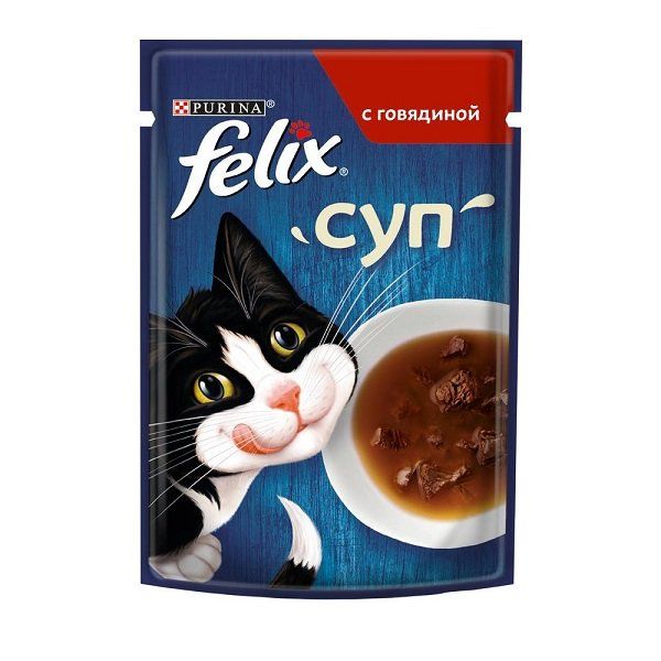 Суп для взрослых кошек с говядиной Felix 48г ООО Нестле Россия 1115625 - фото 1